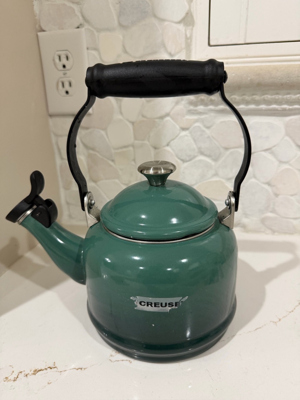Le Creuset Green Enamel Stovetop Whistling Tea Demi Kettle